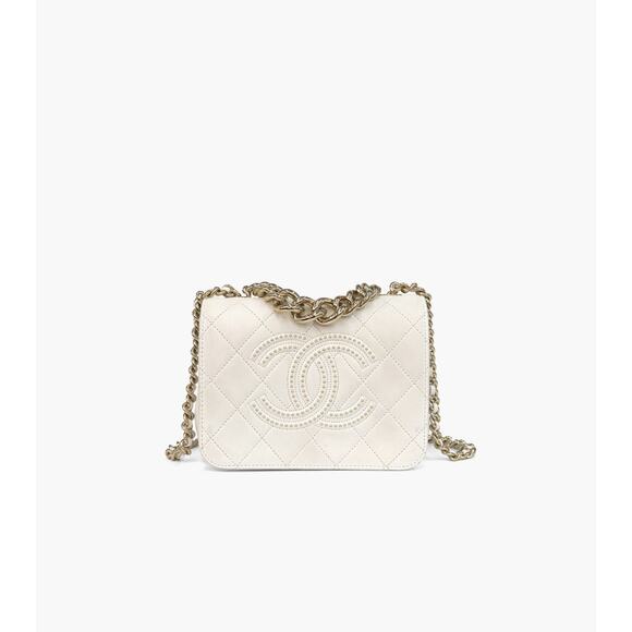 CHANEL White Big CC Flap Shoulder Bag A-A19377 - Picture 1 of 10